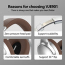 Black VJE901 Wireless Bluetooth Over-Ear Headphones with Active Noise Cancelling