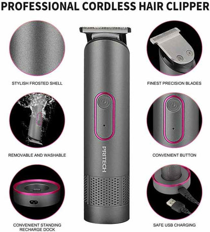 PRITECH PR-2888 Professional Hair Clipper Kit - USB Rechargeable, 600mAh Battery, IPX6 Waterproof Grooming Set
