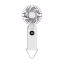 White Portable Handheld Fan with 2000mAh Battery - 3-in-1 Design for Desk, Handheld, and Hanging Use (Model Q3)