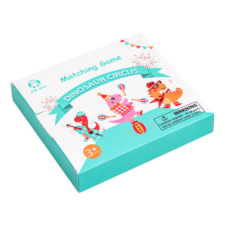 Dinosaur Circus Matching Game for Kids with Wooden Dice and Timer