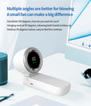White Portable USB Rechargeable Handheld Fan with Digital Display