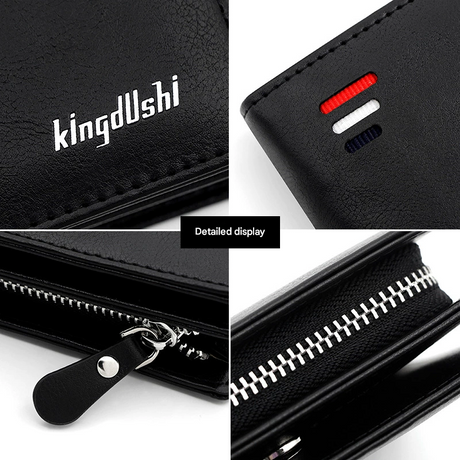 Dark Brown Men's RFID Blocking Leather Wallet - Slim and Compact Design