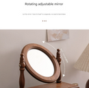 Orbicular Wooden Tabletop Vanity Mirror with Drawer, Elegant Design