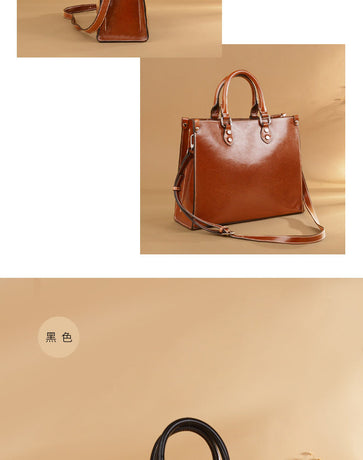 Brown Elegant Leather Handbag - Stylish Brown Tote with Adjustable Strap, Spacious and Durable