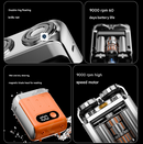 Blue Electric Shaver - Compact and Portable, USB Rechargeable with Digital Display, Ergonomic Design