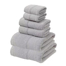 Light Grey Luxury 6-Piece 100% Cotton Towel Set - 2 Bath Towels, 2 Hand Towels, 2 Face Towels