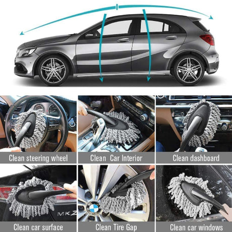 Type B 9-Piece Car Wash Tool Kit - Tire & Wheel Brushes, Wash Mitt, Microfiber Towels, and Wax Sponge Set