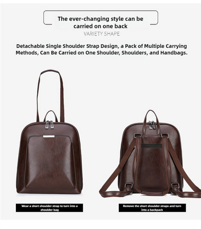 Black Stylish Women's PU Leather Backpack – Spacious, Anti-Theft, Multi-Pocket Travel Bag for School or Work