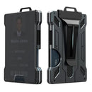 1 Pcs Black Premium RFID Blocking Aluminum Alloy ID Badge Holder with Transparent Card Slot & Money Clip