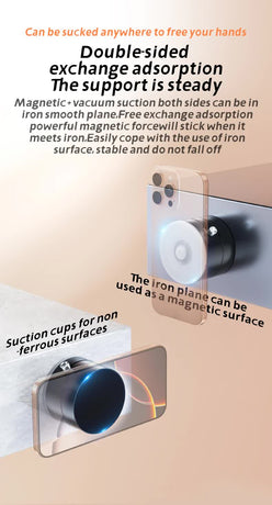 Pink Magnetic Phone Mount for Cars and Home, 360° Rotating Magnetic Stand with PC Mirror Sticker