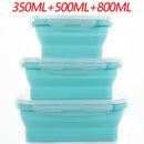 3-piece Set Blue Collapsible Silicone Food Storage Containers Set - 350ML, 500ML, 800ML | BPA-Free, Microwave, Dishwasher & Freezer Safe | Foldable & Portable Bento Boxes for Travel & Outdoor