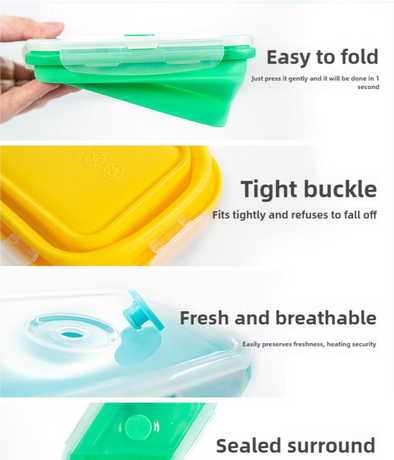 3-piece Set Blue Collapsible Silicone Food Storage Containers Set - 350ML, 500ML, 800ML | BPA-Free, Microwave, Dishwasher & Freezer Safe | Foldable & Portable Bento Boxes for Travel & Outdoor