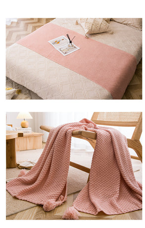 Off White 110cm x 150cm Soft Tassel Throw Blanket for Sofa or Bed, Cozy  Casual Blanket for Office Nap, Minimalist Bed End Cover