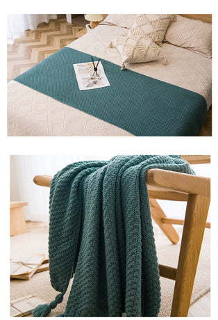 Off White 110cm x 150cm Soft Tassel Throw Blanket for Sofa or Bed, Cozy  Casual Blanket for Office Nap, Minimalist Bed End Cover