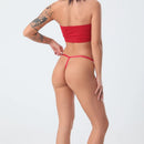 Size M Minimalist String Thong Underwear - 6-Pack in Black, White, Tango Red, Grey, Mint Green, and Violet