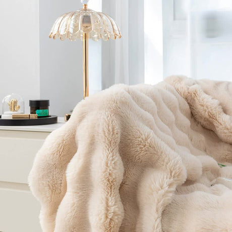 Dark Brown 100*160cm Plush Toscana Rabbit Hair Throw Blanket - Soft Flannel Fleece for All Seasons, Perfect for Couch & Bed
