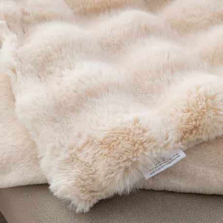 Dark Brown 100*160cm Plush Toscana Rabbit Hair Throw Blanket - Soft Flannel Fleece for All Seasons, Perfect for Couch & Bed