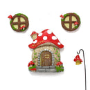 Enchanting Fairy Garden Mushroom House Set - Whimsical Tree Trunk Decor for Outdoor Gardens