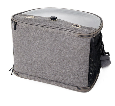 Stylish Leaf Print Clear View Bird Carrier - Portable Travel Cage with Perch & Tray for Parrots, Cockatiels & Small Pets