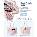 Light Tan Versatile Women's Gym Tote Bag with Yoga Mat Strap - 18L Carryall, Fits 15.6 Laptop, Multi-Pocket Organizer