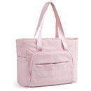 Pink Versatile Women's Gym Tote Bag with Yoga Mat Strap - 18L Carryall, Fits 15.6 Laptop, Multi-Pocket Organizer