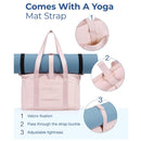 Pink Versatile Women's Gym Tote Bag with Yoga Mat Strap - 18L Carryall, Fits 15.6 Laptop, Multi-Pocket Organizer