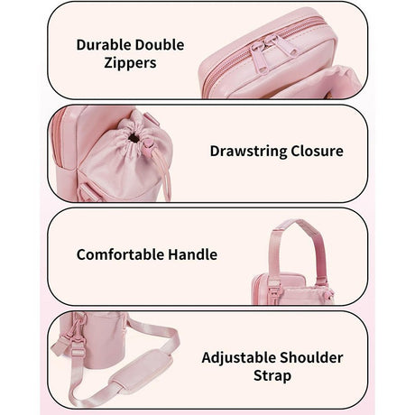 Black Stylish Water Bottle Carrier Bag with Phone Pocket, Key Clip & Adjustable Strap - Crossbody Sling Holder