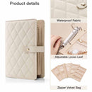 Pink Elegant Quilted Travel Jewelry Organizer Binder - Portable Loose-Leaf Storage Book with Clear Zipper Pockets for Earrings, Necklaces, Rings