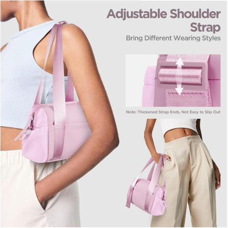 Stylish white Mini Gym Bag & Travel Tote - Compact Duffel with Wet Pocket, Luggage Sleeve & Multiple Compartments