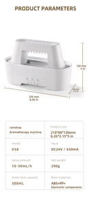 White 300ml Ultrasonic Aroma Diffuser with Cracked Light Design - Cool Mist Humidifier for Home and Office