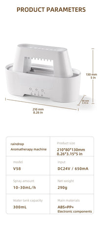 White 300ml Ultrasonic Aroma Diffuser with Cracked Light Design - Cool Mist Humidifier for Home and Office