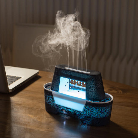 Black 300ml Ultrasonic Aroma Diffuser with Cracked Light Design - Cool Mist Humidifier for Home and Office