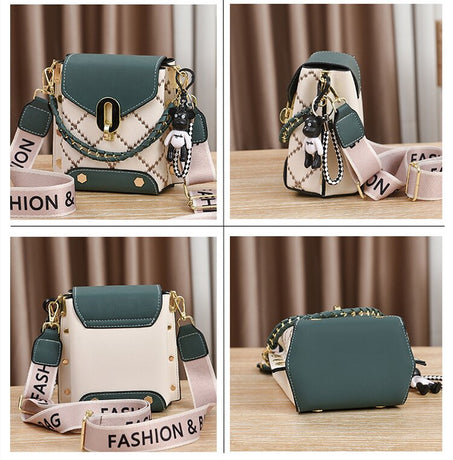 khaki Stylish Korean Minimalist Crossbody Bag - Elegant Small Square Shoulder Bag with Phone Pocket