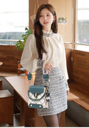 Brown Stylish Korean Minimalist Crossbody Bag - Elegant Small Square Shoulder Bag with Phone Pocket