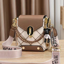 Coffee Stylish Korean Minimalist Crossbody Bag - Elegant Small Square Shoulder Bag with Phone Pocket