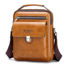 Premium PU Leather Crossbody Bag for Men - Vintage Light Brown Shoulder Bag