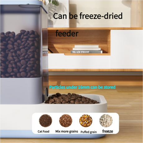 Grey 2-in-1 Automatic Pet Water and Food Dispenser - Gravity Feeder for Cats and Dogs