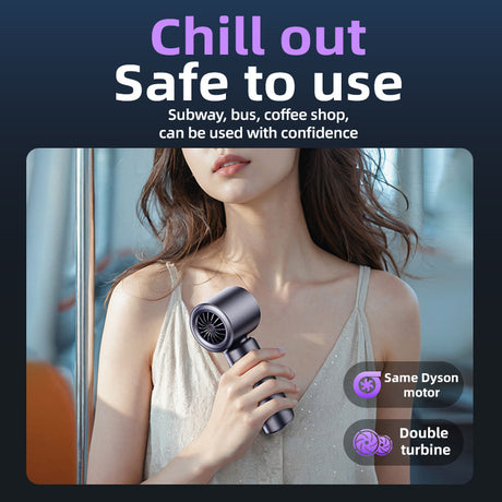 Pink Portable Handheld Fan with 120-Speed Display - USB Rechargeable Mini Cooling Fan for Outdoor Use