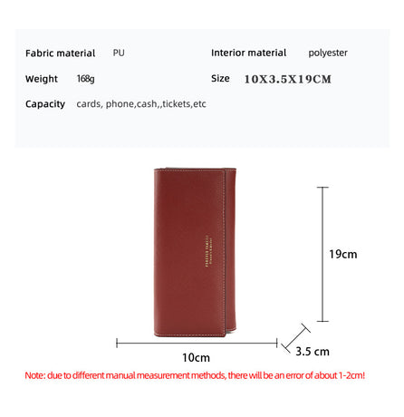 Apricot PU Slim Wallet with Polyester Interior - Stylish Clutch for Cards and Cash