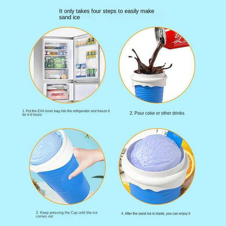 Green Cool Summer Slushie Cup - 500ml Quick-Freeze Smoothie Maker with Straw