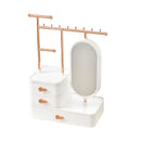Elegant White Jewelry Organizer with Mirror - Multi-Layer Storage & Display Stand (25x15x37.5cm)