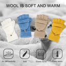 Purple Winter Convertible Mittens - Warm Knitted 2-in-1 Fingerless Gloves with Flip Top Cover for Cold Weather