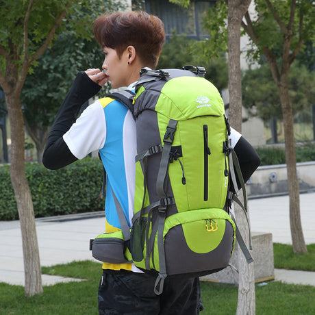 Blue 36-55L Outdoor Hiking Backpack - Durable Water Resistant Travel Bag for Trekking, Camping, and Adventure