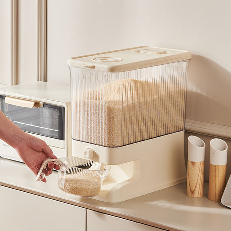 Regular Gray Smart Kitchen Rice Dispenser - Automatic Press-Style Rice Storage Bin
