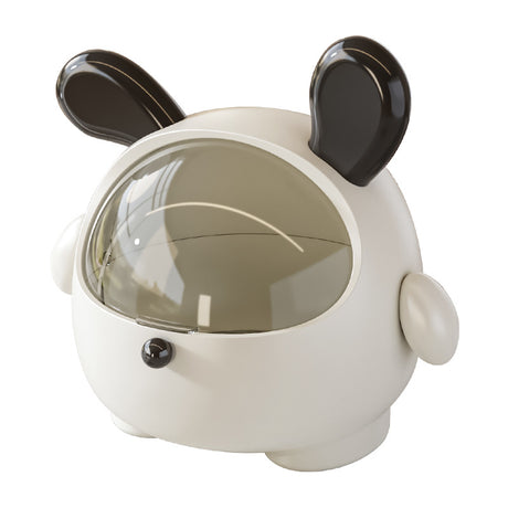2PCS Black-Eared Cute Puppy Desktop Bin with Lid - Mini Trash Can & Storage Organiser - Kawaii Office Decor for Vanity & Home Office