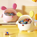 2PCS Pink + Rose red -Cute Puppy Desktop Bin with Lid - Mini Trash Can & Storage Organiser - Kawaii Office Decor for Vanity & Home Office