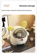 2PCS Black-Eared with polka dot sticker Cute Puppy Desktop Bin with Lid - Mini Trash Can & Storage Organiser - Kawaii Office Decor for Vanity & Home Office