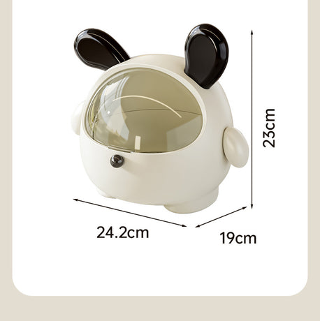 2PCS Yellow-Eared with polka dot Cute Puppy Desktop Bin with Lid - Mini Trash Can & Storage Organiser - Kawaii Office Decor for Vanity & Home Office