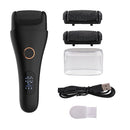 Black Professional Electric Foot Callus Remover - Rechargeable Pedicure Tool with 3 Adjustable Speeds, Smart LED Display, and 3 Replaceable Grinding Heads for Smooth Feet