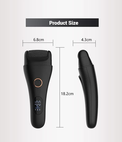 Black Professional Electric Foot Callus Remover - Rechargeable Pedicure Tool with 3 Adjustable Speeds, Smart LED Display, and 3 Replaceable Grinding Heads for Smooth Feet